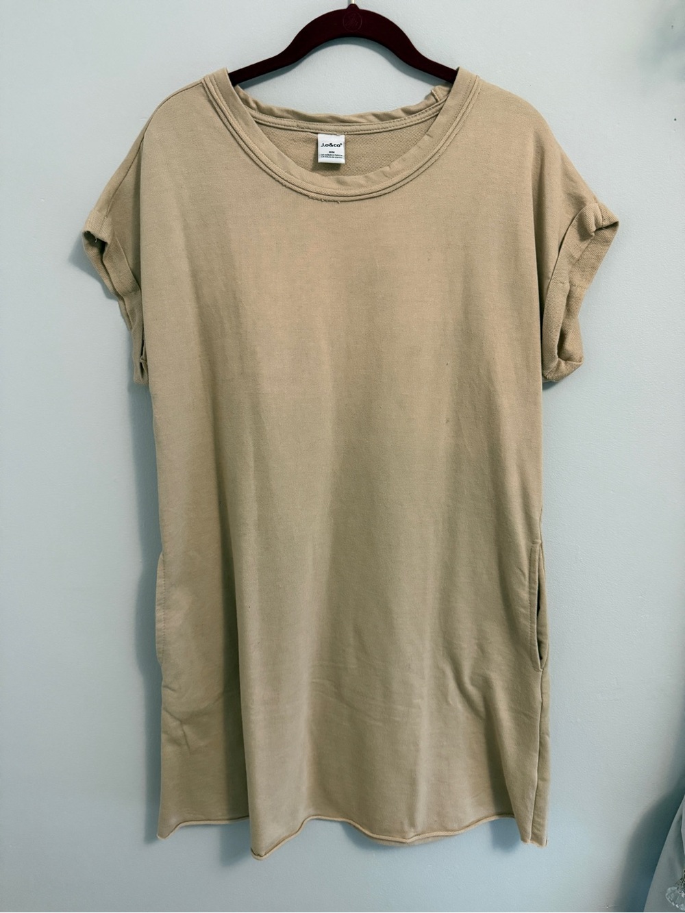 Women’s Short Sleeve T-shirt Dress - Beige